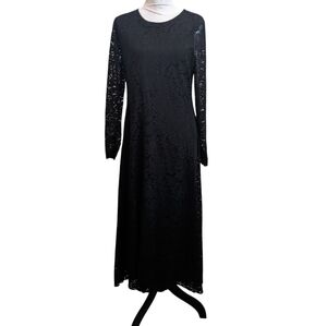 NICOLE MILLER Black Lace Maxi Whimsigoth Dark Dress Large